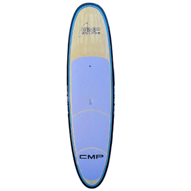 CMP Cruiser Bamboo Stand Up Paddleboard deck, blue "CMP Boards Australia" logo