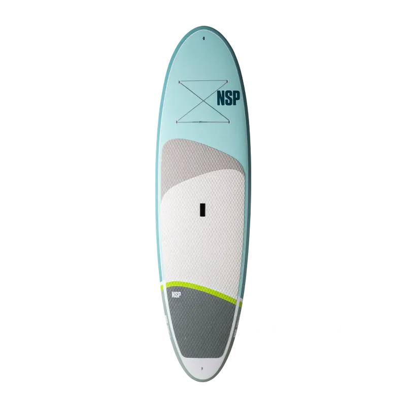 NSP Cruise Elements Stand Up Paddle Board Aqua "NSP" logo EVA Deck Pad Centre Ledge Handle Bungee Storage Round Tail 