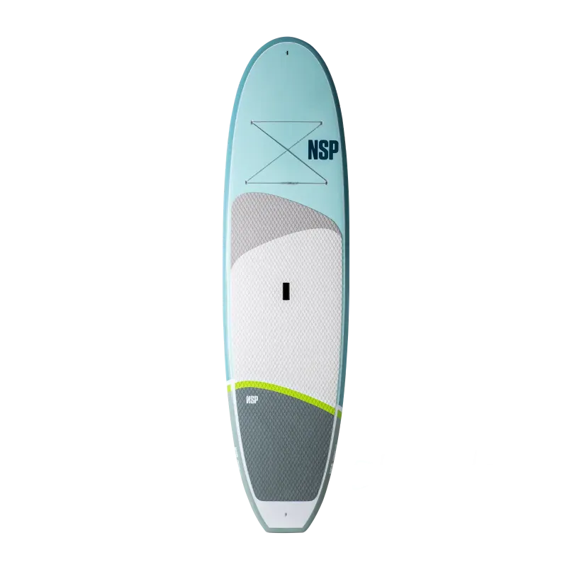 NSP Cruise Elements Stand Up Paddle Board Aqua "NSP" logo EVA Deck Pad Centre Ledge Handle Bungee Storage Squash Tail 