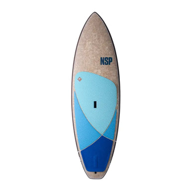 NSP DC Surf SUP Wide CocoFlax Stand Up Paddle Board "NSP" logo Centre Ledge Handle Blue EVA Thermoformed Deck Kick Tail Leash Plug