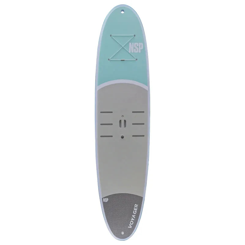 NSP Voyager - D Tech Stand Up Paddle Board 10.2" Full EVA Pad Deck (Aqua/Neutral) "NSP" "Voyager" logo, Round nose, Round Tail
