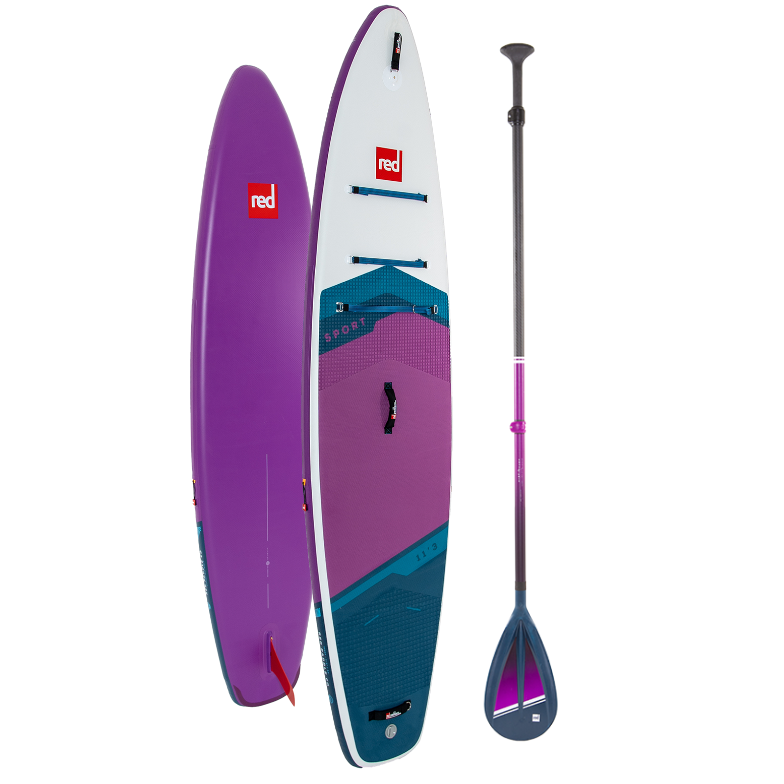 RED PADDLE 11'3" Sport MSL iSUP Package Purple SE Purple Tough hybrid Paddle