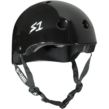 S-ONE HELMET LIFER Black Gloss right front angle view