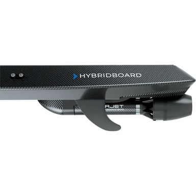 SCUBAJET PERFORMANCE HYBRIDBOARD BOARD Jet eSurf Board rail side view, "Hybridboard" logo, Jet System