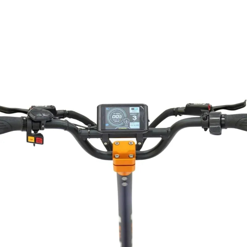 VELOZ X2 Dual Motor 2400W Electric Scooter Orange Handlebar detail front view